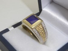 375 Gelbgold 9K Gold Ring 10,07 g Diamant Lapislazuli RG 63 - 20 mm 7759