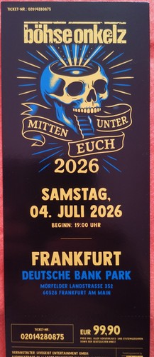 Sammelticket böhse onkelz - sammelticket,