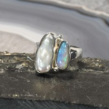Edelopal Ring, 925er Silber