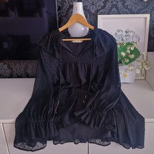 *WIE NEU* Zara Kleid schwarz Rüschen Volants Büro Raffung Gr. XL