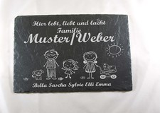 S 168 - Haustürschild Schiefer Türschild Lasergravur Schieferplatte 