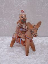 JnArCF - Ton Keramik Figur Reiter Kind Esel - Volkskunst - Vintage - 19,5 cm