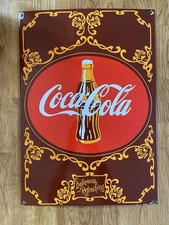 Schweres Sehr Seltenes COCA-COLA Emaille schild 51 X 35 cm, Guter Zustand