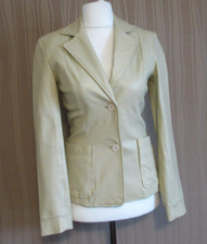 180 15M ZARA BASIC Damen Leder Jacke Blazer  Lederjacke Gr. S schilf Damenjacke