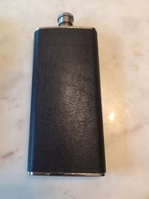 Flachmann Leder Edelstahl AHS Germany 15,5 cm hoch 6,5 cm breit