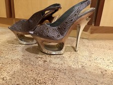 Sexy Plateau Peeptoe Sandalen High Heels Slingback  in 37