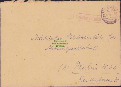 B15572 brief gebühr bezahlt - b15572,