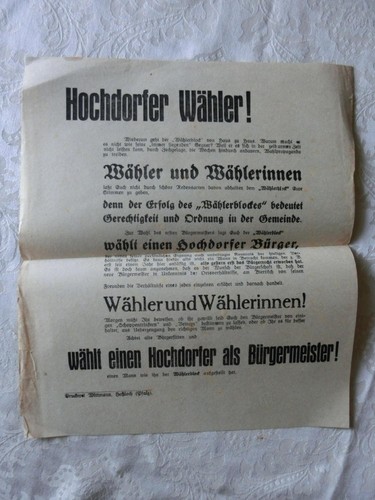 Wahlwerbung zur hochdorfer - wahlwerbung,