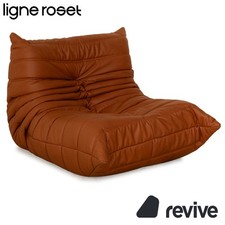 Ligne Roset Togo Sessel Textilleder Vegan Braun Cognac Neubezug