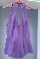 Elegantes TOP aus VELOURS LEDER ♥ Körpernah Maßanfertigung Lavendel Lila Gr. 36