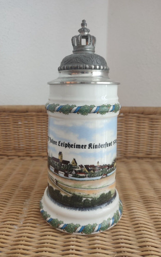 Bierkrug mit zinndeckel - mit,