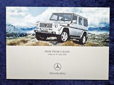 ,Mercedes G-Klasse Preisliste 4.2004 G 320, G 500, G 55 AMG, G270 CDI, G 400 CDI