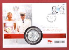 PRINZ ALBERT II * NUMISBRIEF MONACO  MIT MEDAILLE ALBERT II. IN SILBER / KUPFER