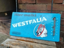 Hier melkt Westfalia Blechschild Thermometer Antik Alt Reklame