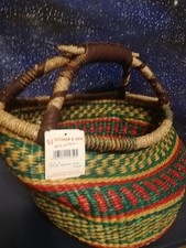 Seegras Einkaufskorb, Korb, Rund, Bunt, ca. Ø40cm)