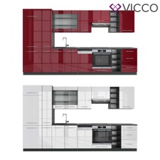 Küchenzeile Küchenblock Einbauküche 355cm Fame-Line Hochglanz Vicco
