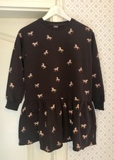 Next England Kleid Pulloverkleid 146 Mädchen Braun Gold Glitzer Pferd Neuwertig