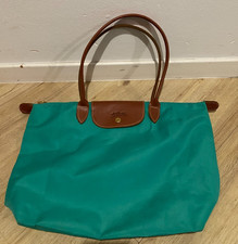 Original Longchamp Handtasche in grün 2 Griffe Damenhandtasche Reißverschluss