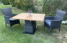 Sitzgruppe Balkon-Set mit Funktionstisch Teak - Alu Geflecht 120 X  96cm