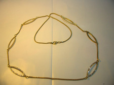 Hervorragende massive Silber/GP Halskette - 30" mit kubischen Diamonique Steinen, Top Qualität