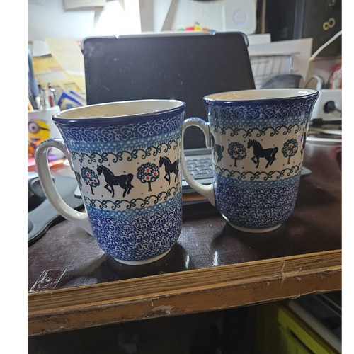 Keramikbecher blau weiß - 2,