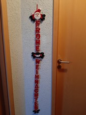 Weihnachtsgirlande Frohe Weihnachten Stoff rot glitzer Nikolaus/schneemann 1,29m