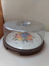 Retro Vintage Tortenplatte Kuchenglocke Kuchenplatte mit Haube Deckel DDR ?