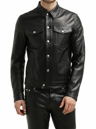 Jacke leder biker slim fit - leder,