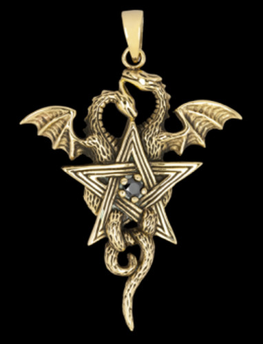 Drache pentagramm anhänger - drache,