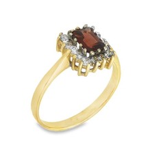 Cluster-Ring 9 kt Gelbgold Granat & Zirkonia - Größe M1/2