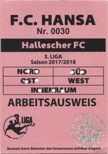 Arbeitsausweis Saison 2017/18 - F.C. Hansa Rostock - Hallescher FC - 3.Liga