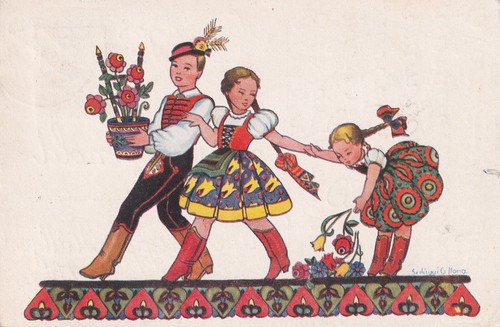 Postkarte ungarn familie - postkarte,
