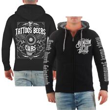 Kapuzensweat jacke Hood Zip Benzin im Blut Tattoos Beers Cars tuning S - 8XL