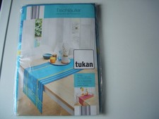 Tischläufer Tischdecke blau gelb Jacquard de Provence Tukan Baumwolle