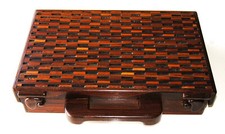 Aktenkoffer Tropen Edel-Holz massiv Mexiko Aufbewahrung Kassette Tape Vintage
