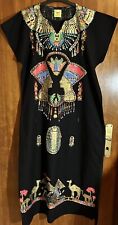 Kaftan Damen Schwarz Bunt Gr. L/XL s. Maße Pailletten / Perlen & Kopfbedeckung