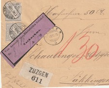 Schweiz 1879 Sitzende Helvetia Grenzrayon nach Baden Nachnahme (nur Front)