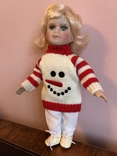 Zuckersüßes Porzellanpüppchen Winter Weihnachten Top Zustand #Sammler #Vintage