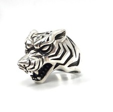 Löwenkopf 925 Silber Ring Herrenschmuck Damen Herren Tiger Panther Kopf 17.5 55