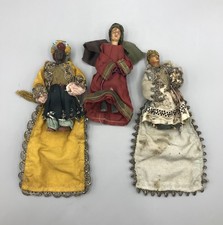 Antike Krippenfiguren Heiligen 3 Könige Holz Wachs Krippe Figur Puppe Alt Antik