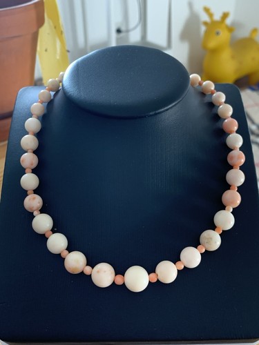 Korallen kette mit - , silber