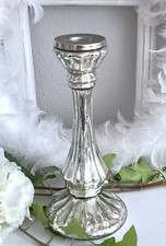 Großer Kerzenleuchter Kerzenständer Kerzenhalter, Bauernsilber Glas Silber 31 cm