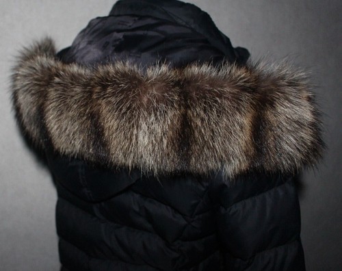 Pelzstreifen kapuze waschbär - kapuze,