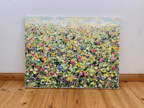 Abstraktes blumenfeld impasto - blumenfeld,