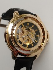 Minoir Loury Skelett Uhr Automatikuhr Herrenuhr Lederarmband Glasboden TOP P10.