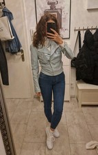 Lederjacke Ziegenvelour REVERSO 36 mint Bikerstyle kurz sehr weich Top gebraucht