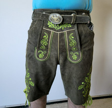 Herren Trachten Lederhose Kurze Lederhose Baverain Lederhose mit Gürtel Gr,46-64