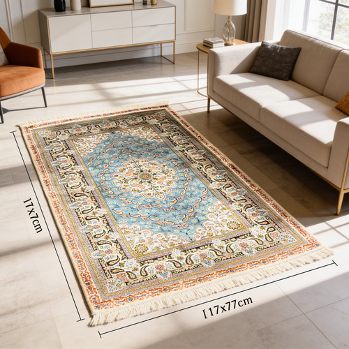 Hereke seide 117x77 blau - hereke,