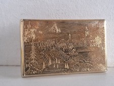 Deckeldose Etui 800 Silber vergoldet Linz um 1920 Deckel mit Ansicht v. Tamsweg