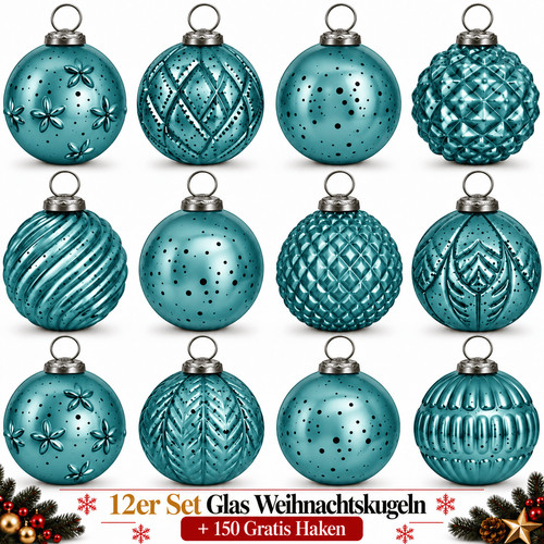 Weihnachtskugeln glas 12er - weihnachtskugeln,